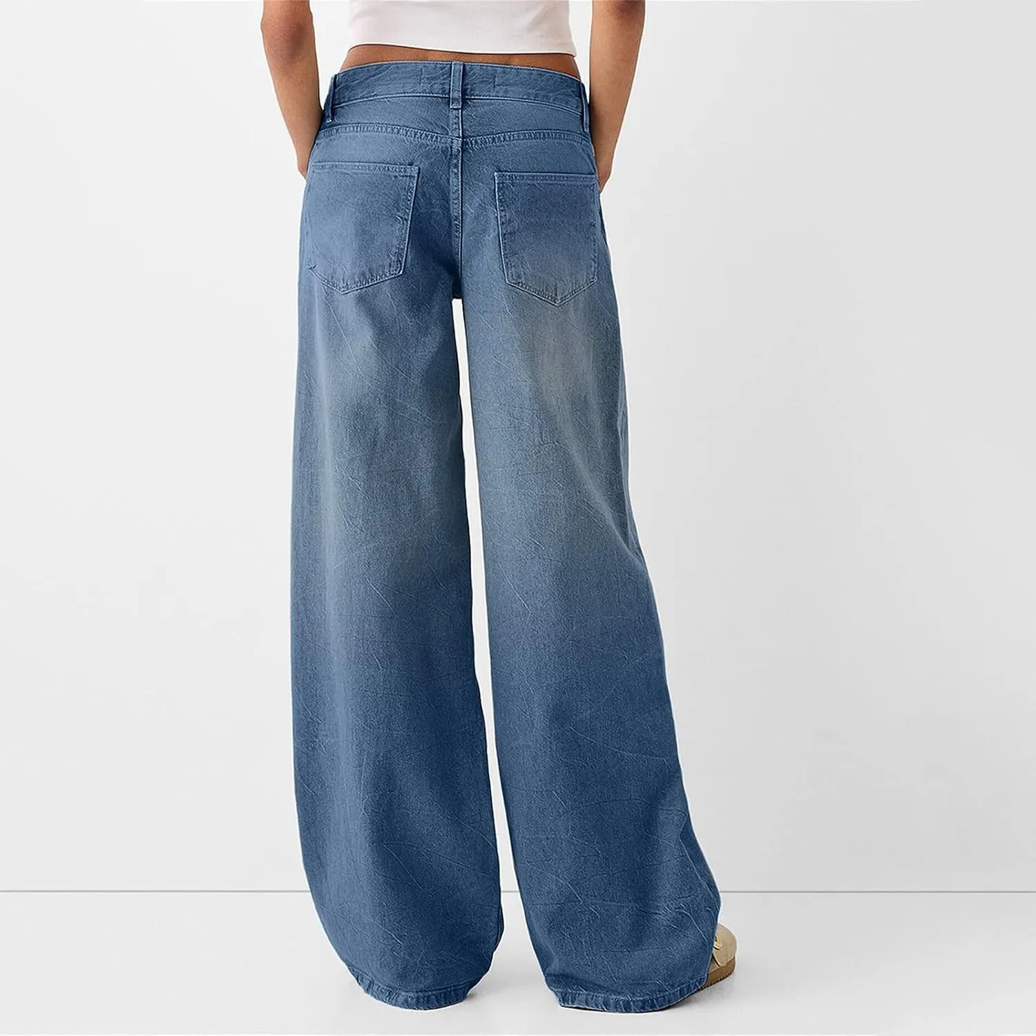 SGASY Sweatpants Jeans for Women Boyfriend High Waited Baggy Wide Leg Jeans Y2k Streetwear Loose Fit Denim Pants with Pocket