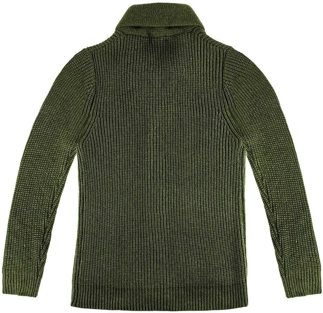Shawl Collar Cardigan for Men Button Down Long Sleeve Pullover Cardigans Soft Touch Knitted Sweater Jacket with Pockets