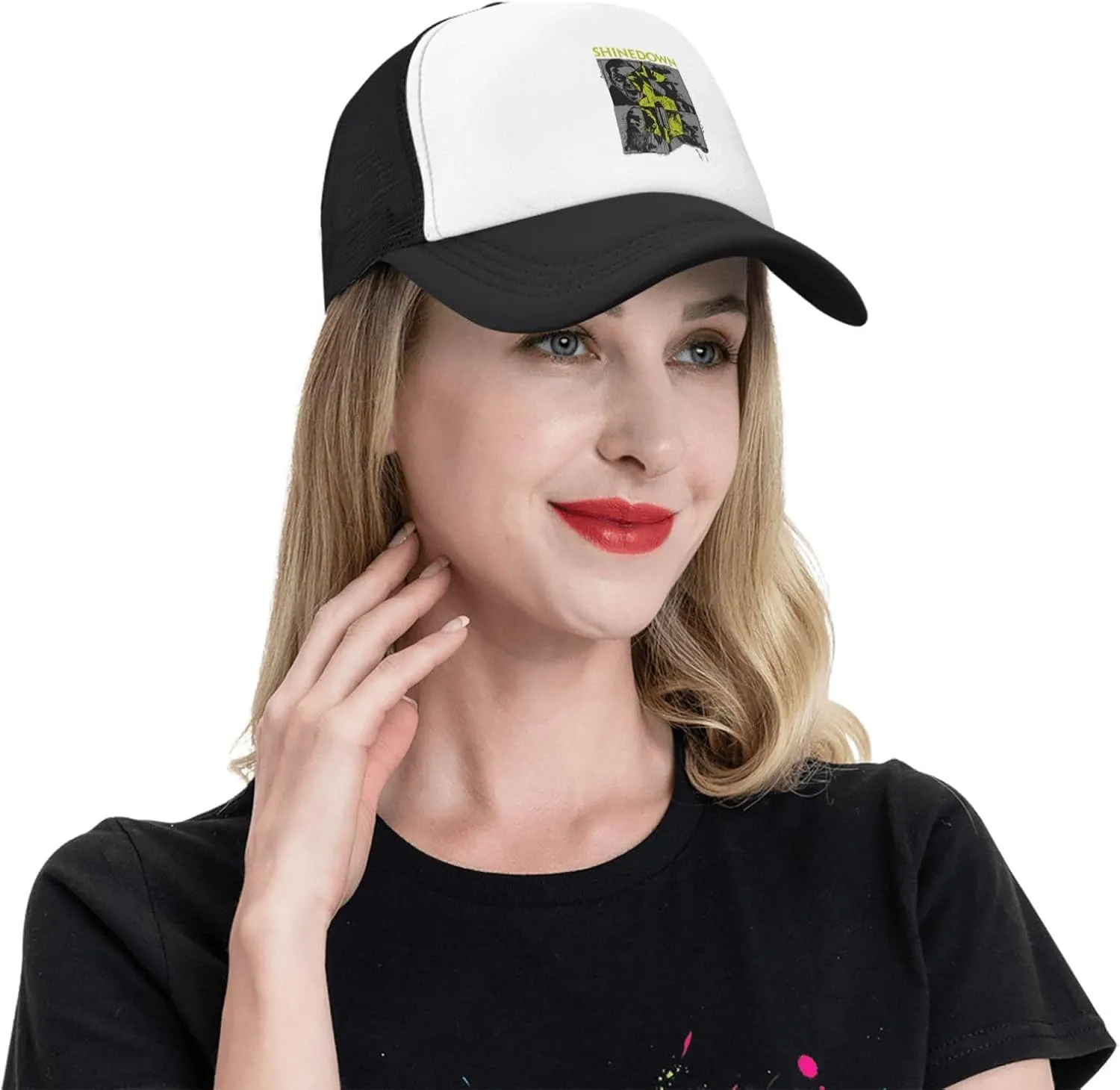 Shinedowns Classic Adjustable Breathable Mesh Baseball Cap Trucker Hat Cap for Men and Women Black