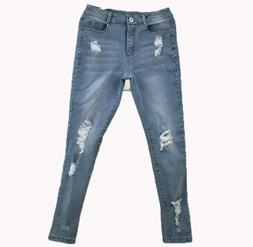 Skinny Jeans for Women Ripped Jeans High Rise Stretchy Casual Classic Slimming Jeggings Denim Trousers Tapered Pants