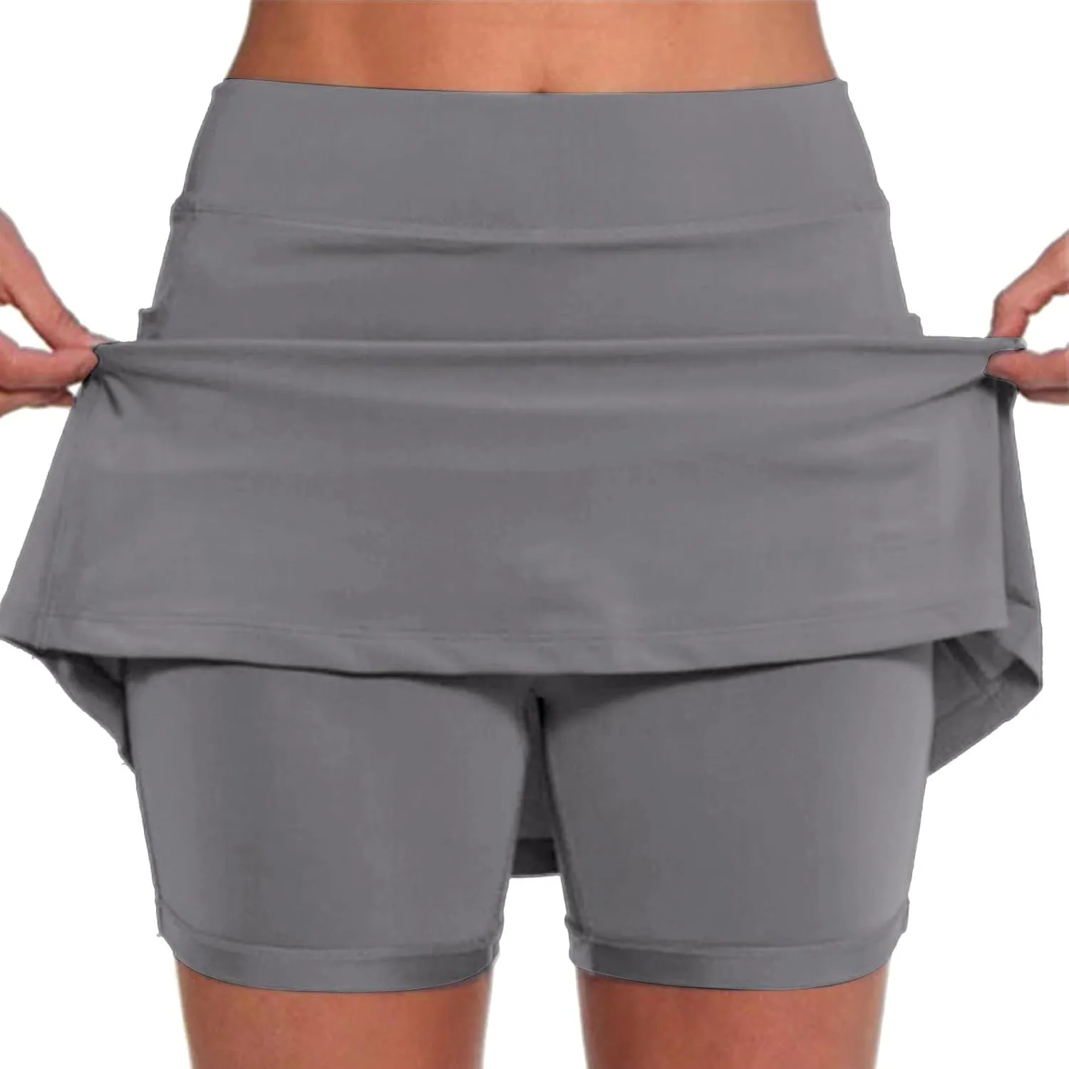 Skorts for Woman Plus Size Tummy Control Yoga Culottes Lightweight Quick Dry Tennis Golf Skirts with Shorts Underneath
