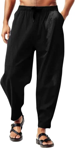Slim Leg Pants for Men Summer Elastic Waist Fit Breathable Loose Sport Clothes Comfy Fashion Trendy Trousers
