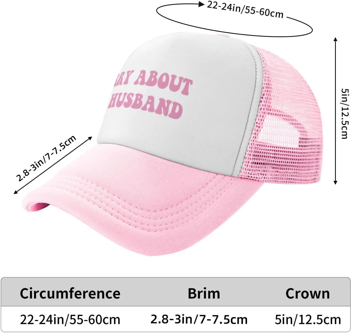 Sorry About My Husband Funny Trucker Hat for Women Baseball Cap Breathable Mesh Pink Hat
