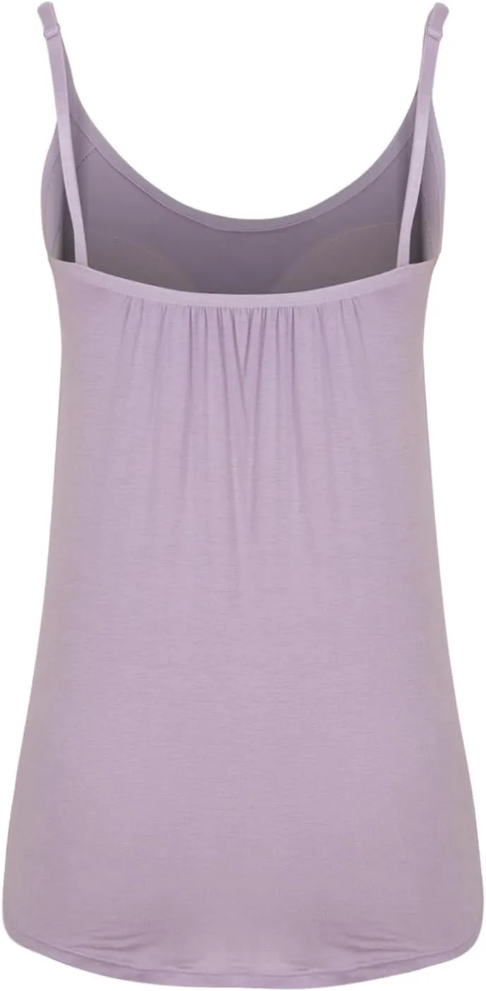 Spaghetti Strap Tank Tops for Women with Built in Bras Solid Casual Sleeveless Loose Fit Flowy Basic Camisole Tops