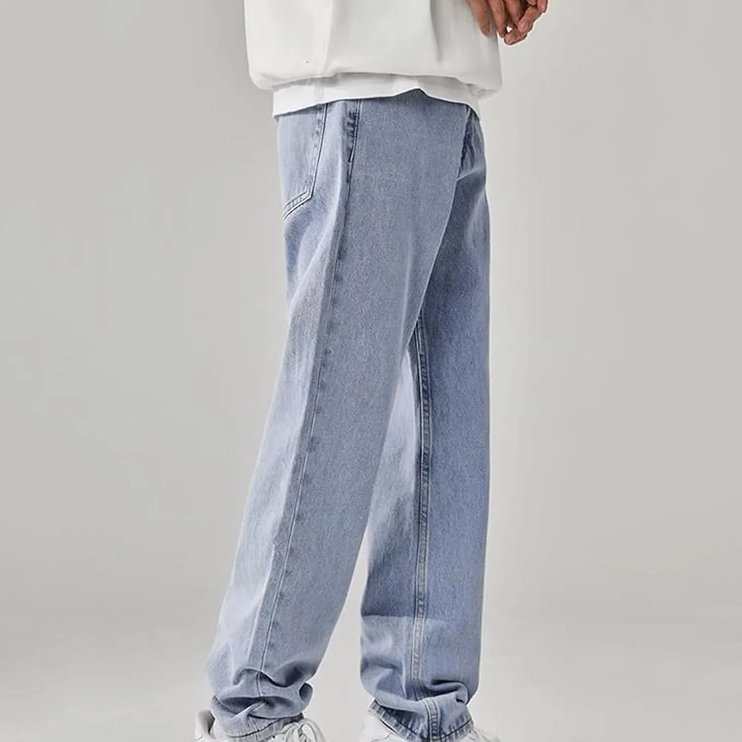 SteelStitch-Men's High Durability Work Jeans, Straight Leg Baggy Denim Pants, SteelStitch High Waisted Jeans