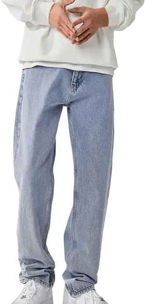 SteelStitch-Men's High Durability Work Jeans, Straight Leg Baggy Denim Pants, SteelStitch High Waisted Jeans