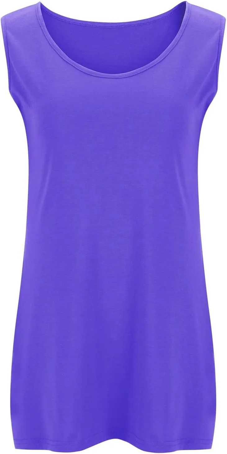 Summer Basic Oversized Tank Tops Women Casual Comfy Sleeveless Crewneck Shirts Plus Size Loungewear Undershirts