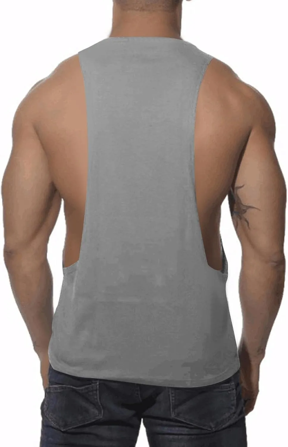 Summer Cotton Tank Tops for Men Plus Size Solid Colour Stretch Sleeveless Shirts Crewneck Dry Athletic Clothing