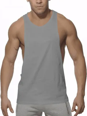 Summer Cotton Tank Tops for Men Plus Size Solid Colour Stretch Sleeveless Shirts Crewneck Dry Athletic Clothing