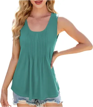 Summer Tank Tops for Women Sleeveless Casual Loose Fit Tunic Blouse Vacation Outfits 2025 Fashion Trendy Clothes