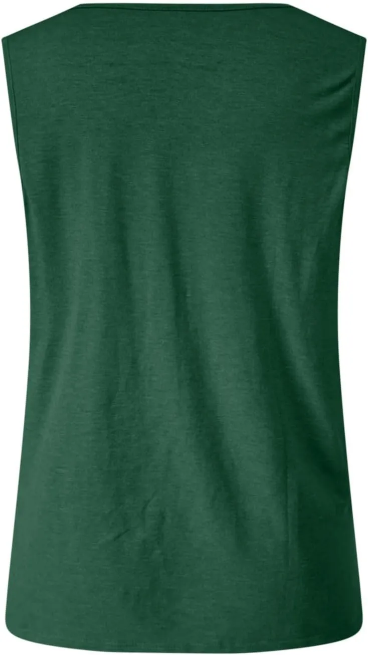 Summer V Neck Tunic Tank Tops Women Comfy Casual Loose Fit Sleeveless Shirt Beach Vacation Loungewear Tanks Blouse