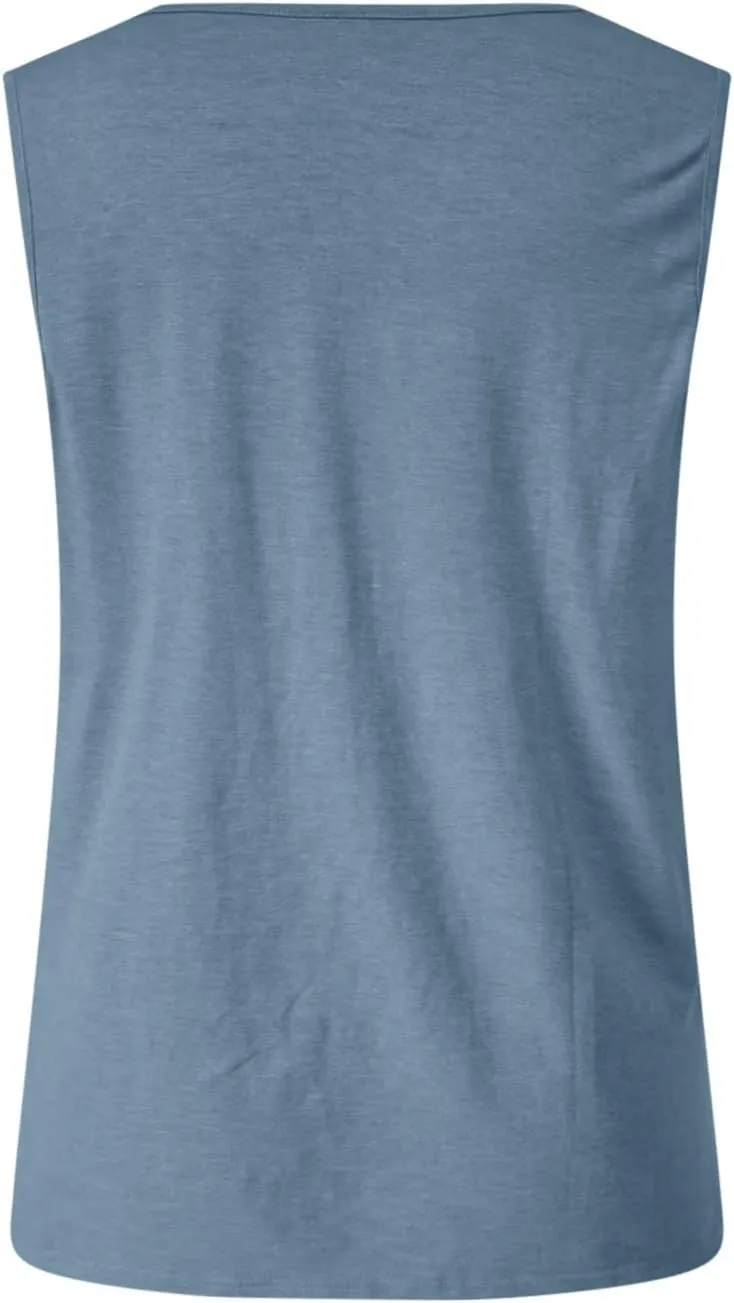 Summer V Neck Tunic Tank Tops Women Comfy Casual Loose Fit Sleeveless Shirt Beach Vacation Loungewear Tanks Blouse