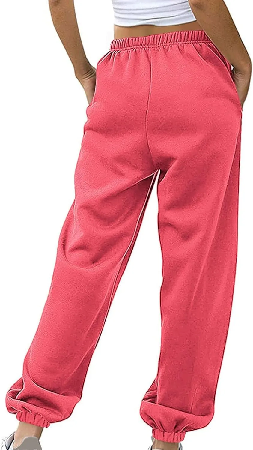 Sweatpants Women High Waisted Lounge Pants with Pockets Cinch Bottom Drawstring Sweatpants Fleece Lined Joggers