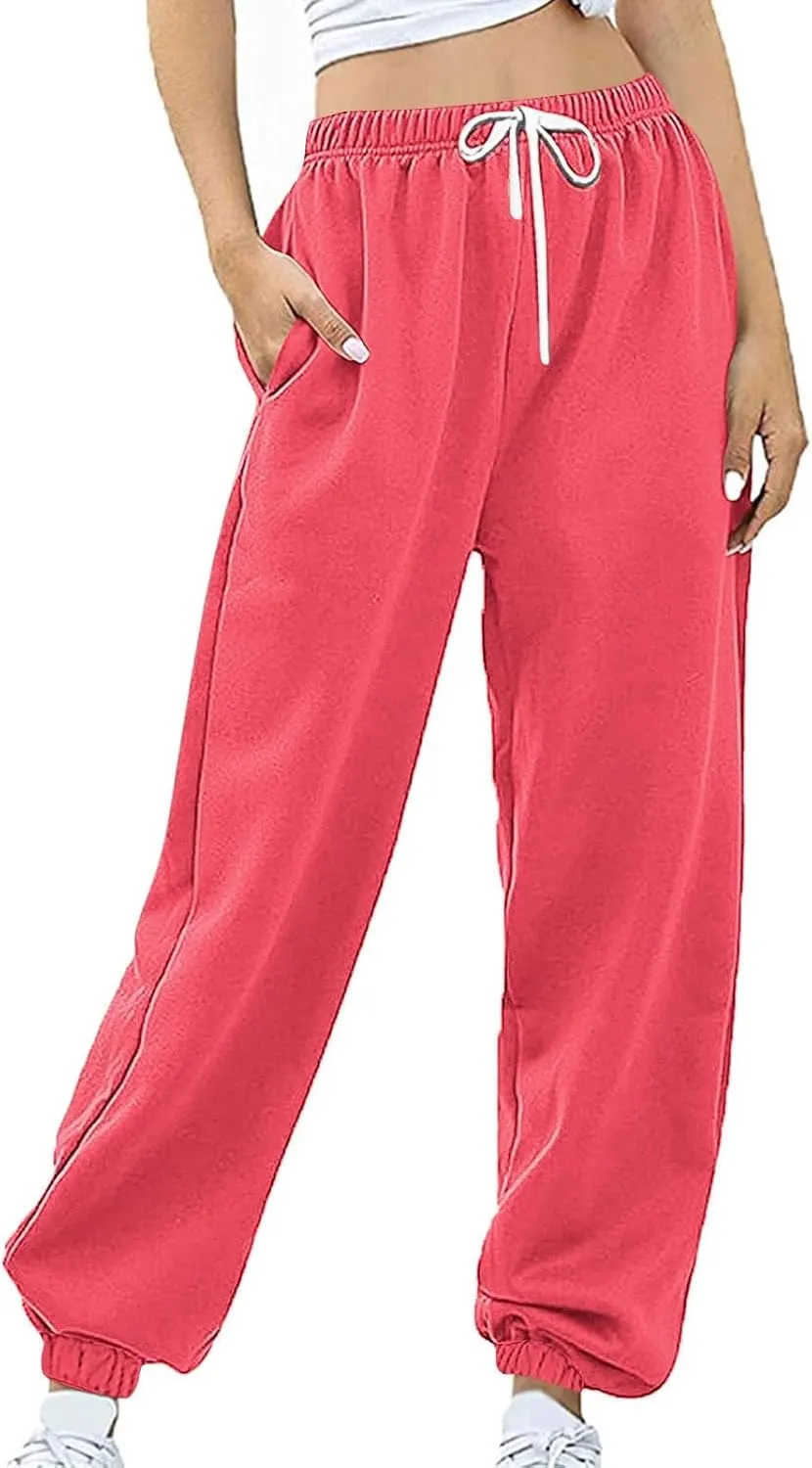 Sweatpants Women High Waisted Lounge Pants with Pockets Cinch Bottom Drawstring Sweatpants Fleece Lined Joggers