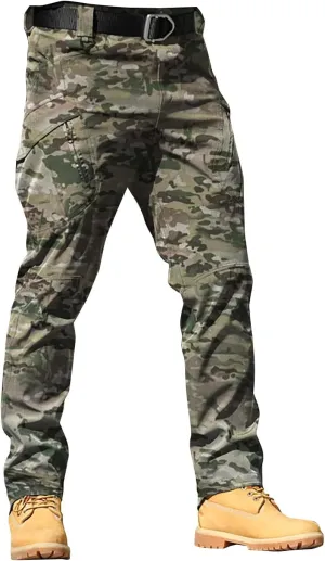 Tactical Pants for Men Water Resistant Cargo Hiking Pants Multi Pockets Relaxed Fit Stretch Quick Dry Work Trousers