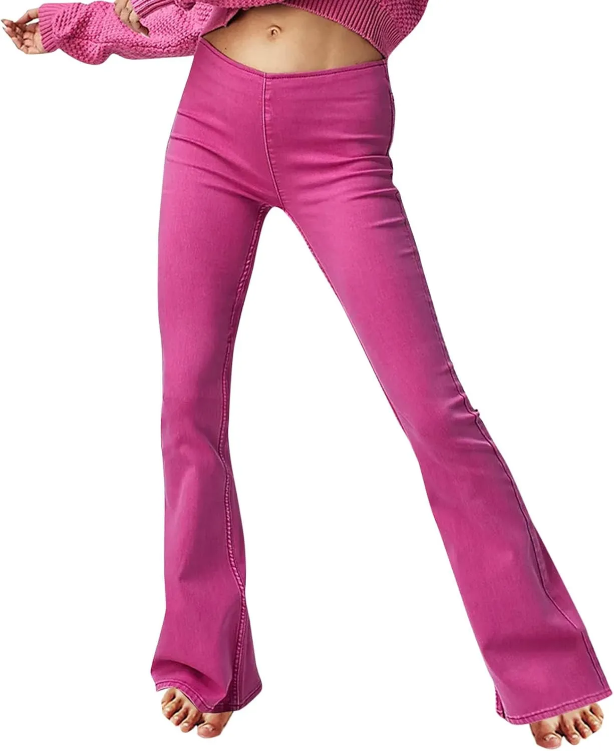 TANGNADE Flare Jeans for Women Low Rise Tummy Control Denim Pants Bell Bottom Trousers Trendy Fall Outfits 2024