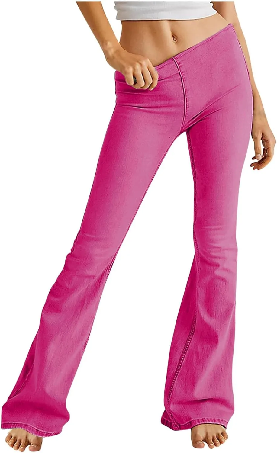 TANGNADE Flare Jeans for Women Low Rise Tummy Control Denim Pants Bell Bottom Trousers Trendy Fall Outfits 2024
