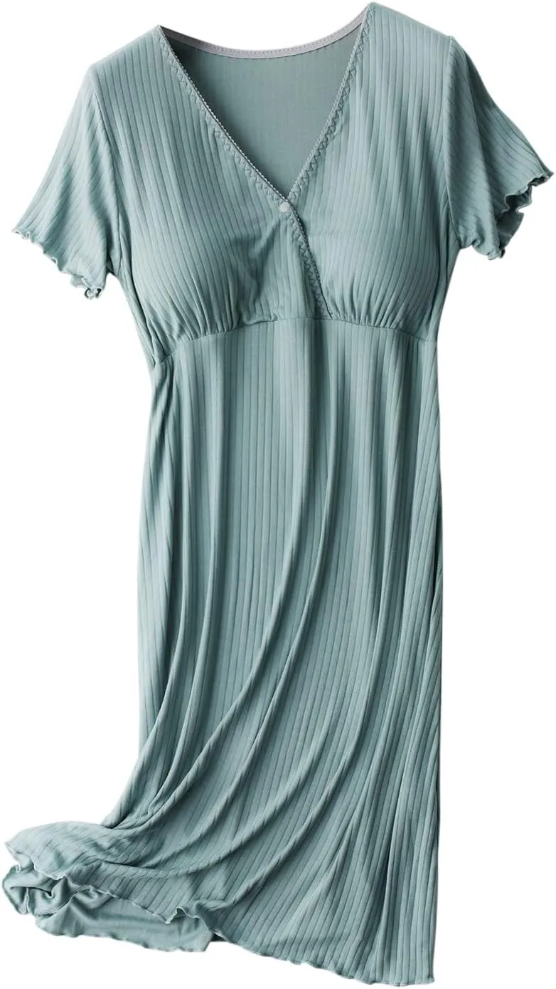 TANGNADE Nursing Dress Maternity Nightgown Sleepwear for Breastfeeding Maternity Dress Comfy Loungewear for Pregnancy