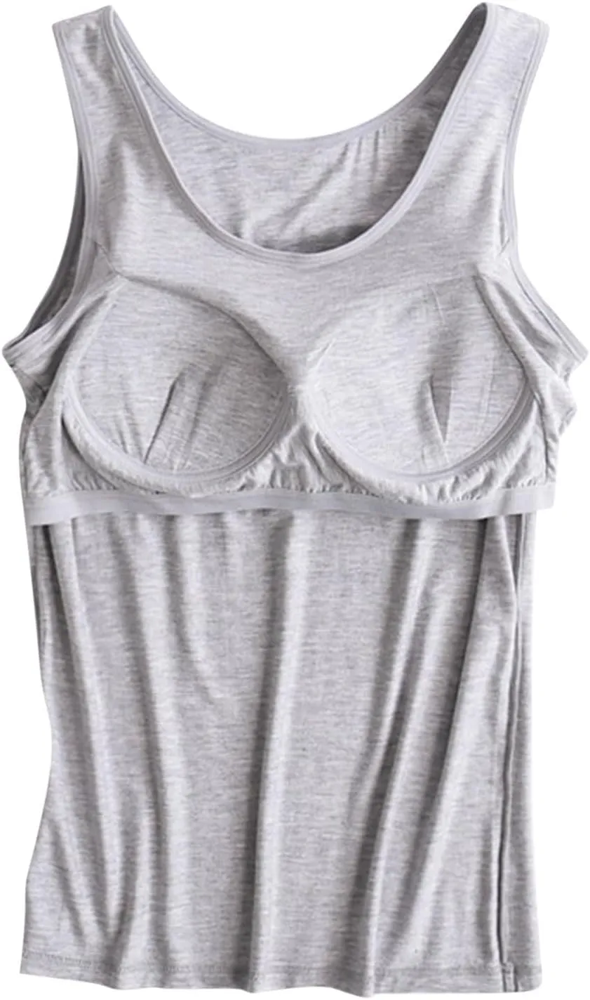 Tank Top for Women Plus Size with Built in Bras Loose Fitting Workout Gym Shirts Sleeveless Summer Going Out Top