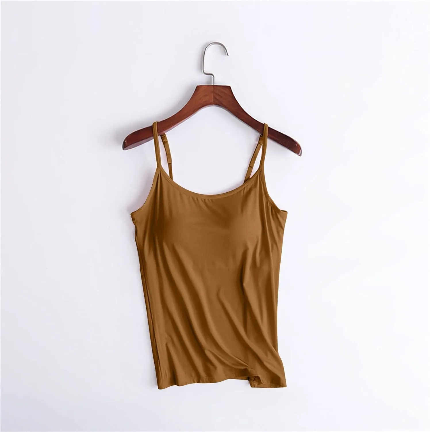 Tank Tops for Women 2025 Trendy Built in Shelf Bra Camisole Spaghetti Strap Summer Top Slim Fit Sleeveless Shirts