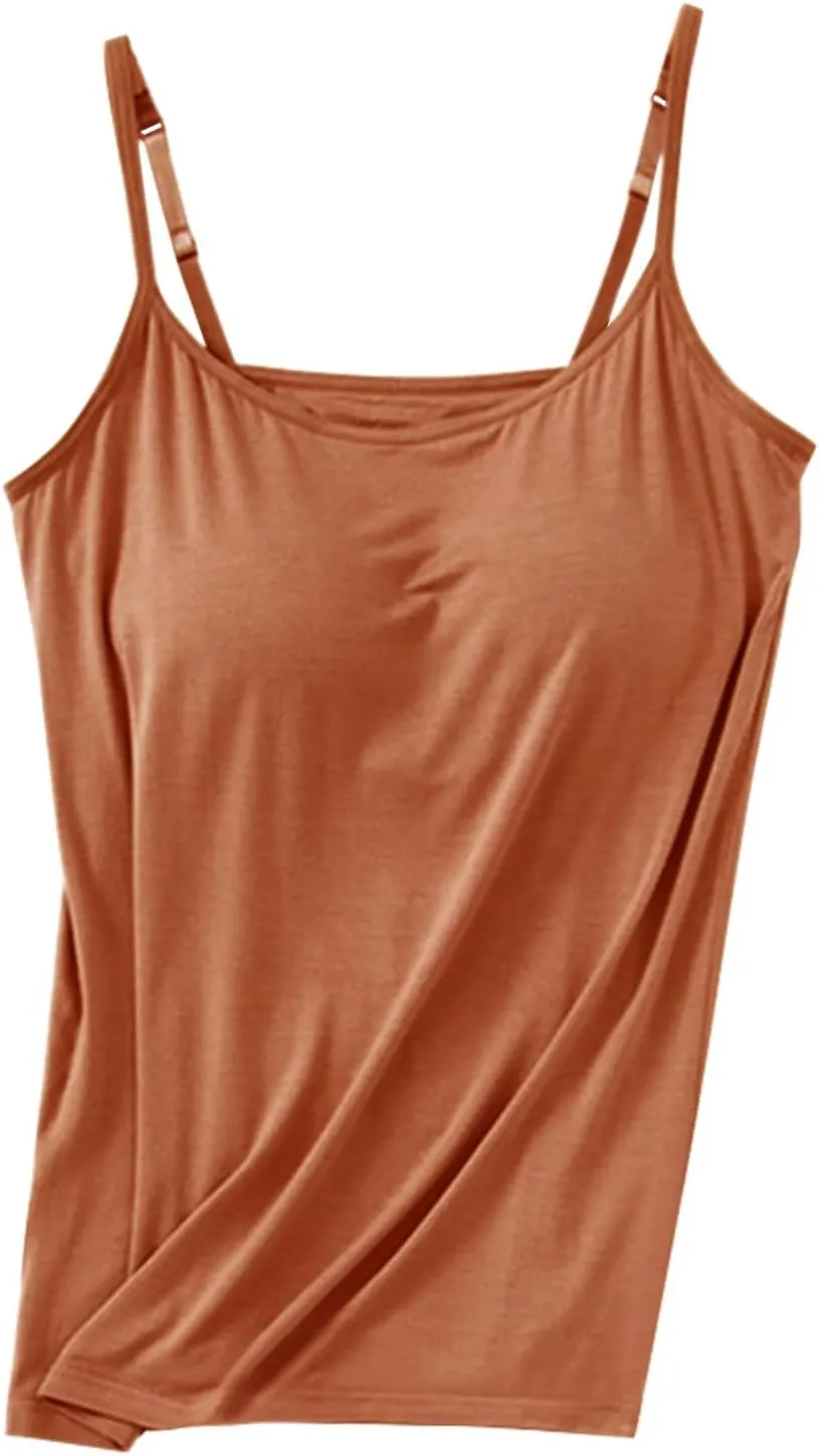 Tank Tops for Women Built with Shelf Bra Adjustable Spaghetti Strap Summer Sexy Athletic Outfits Layering Undershirt