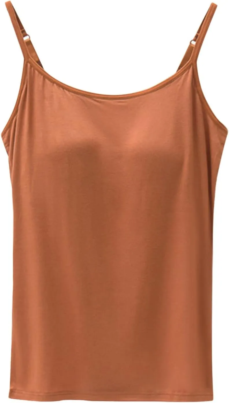 Tank Tops for Women Built with Shelf Bra Adjustable Spaghetti Strap Summer Sexy Athletic Outfits Layering Undershirt