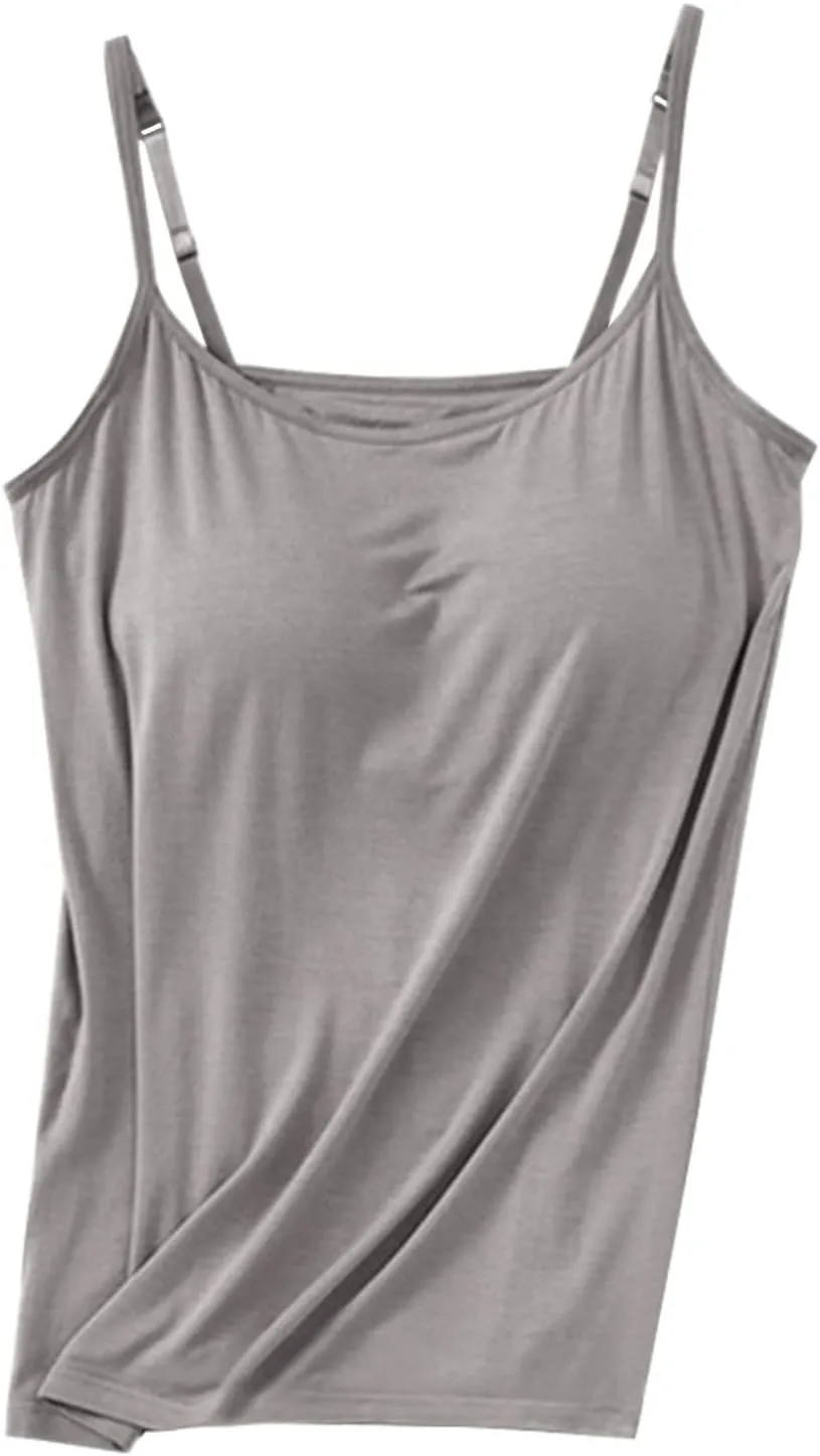 Tank Tops for Women Built with Shelf Bra Adjustable Spaghetti Strap Summer Sexy Athletic Outfits Layering Undershirt