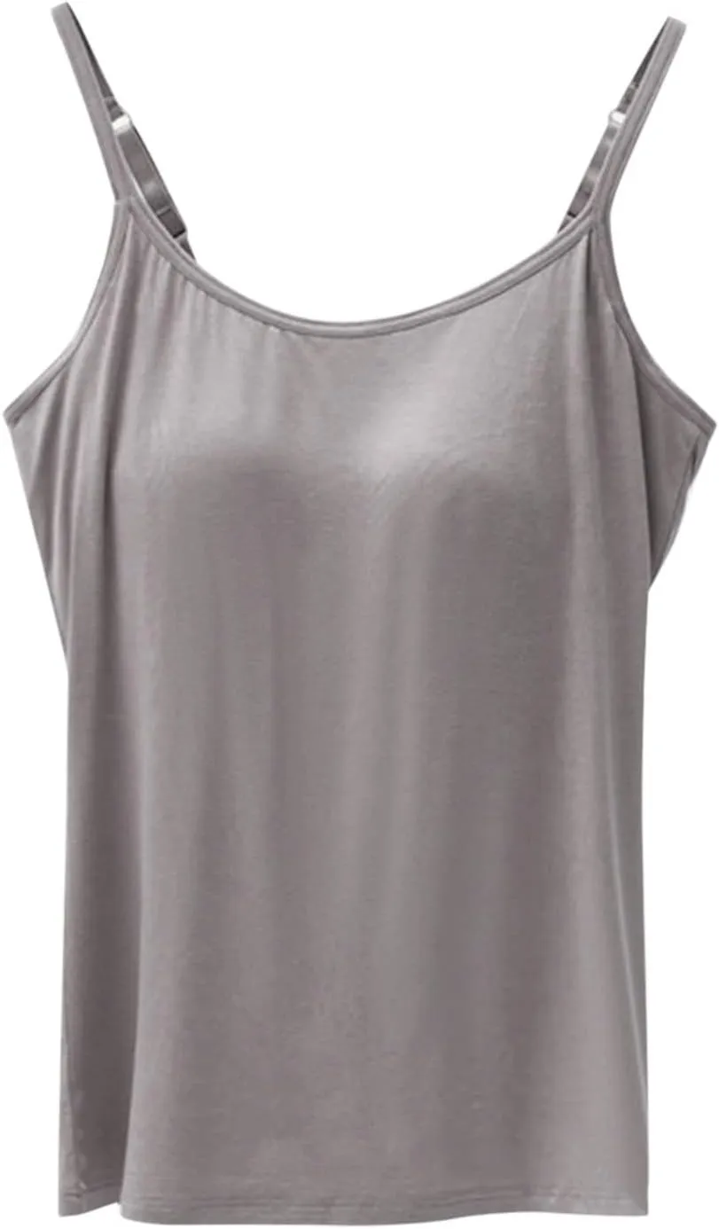 Tank Tops for Women Built with Shelf Bra Adjustable Spaghetti Strap Summer Sexy Athletic Outfits Layering Undershirt