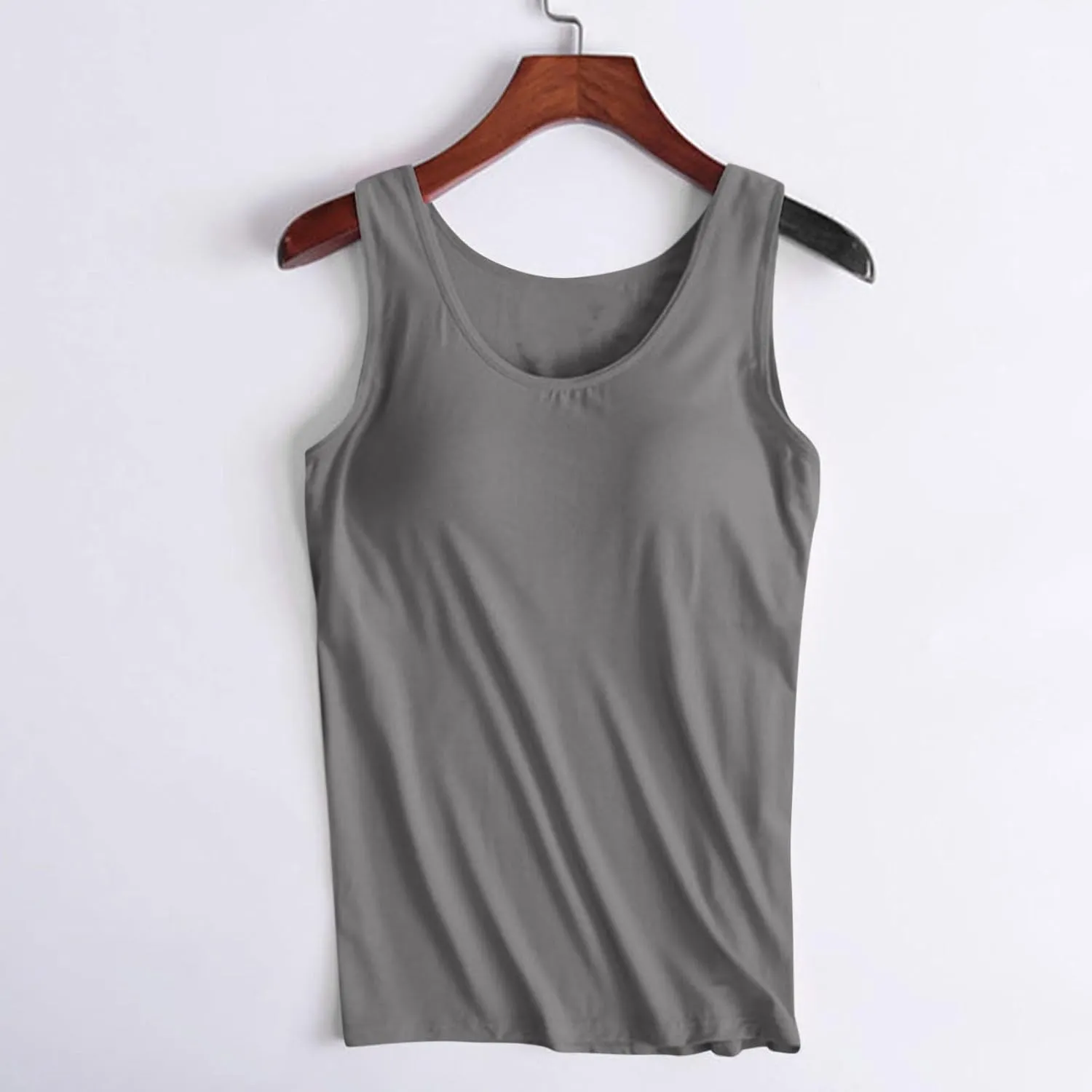 Tank Tops with Built in Bra Padded 2024 Comfy Solid Color Sleeveless Tops Workout Gym Shirt