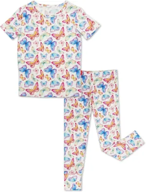 Toddler Boys Girls Pajamas Soft Bamboo Viscose Short Sleeve Top and Pants Summer 2 Piece PJs Set