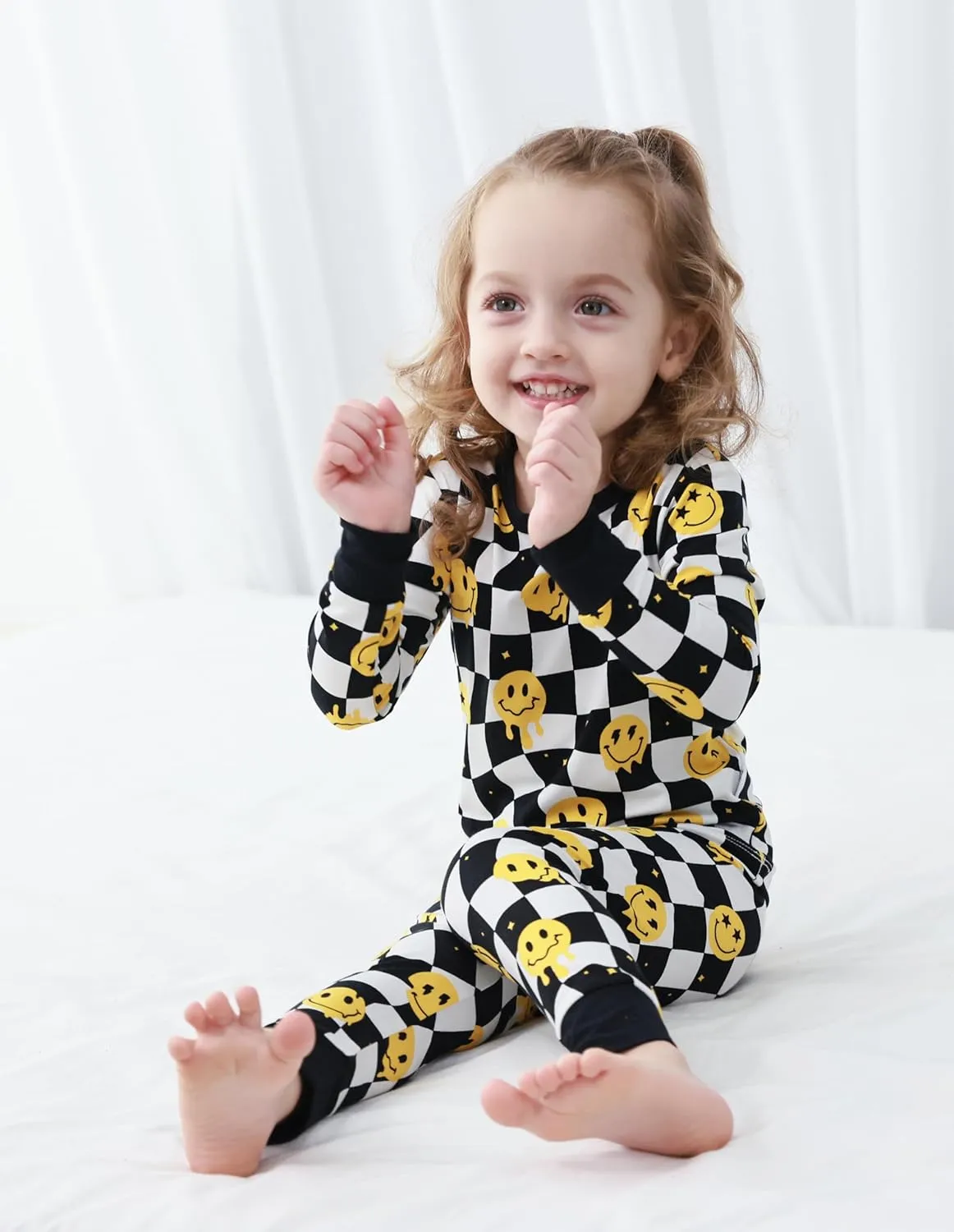 Toddlers Pajama Set Baby Girls Boys Pajamas Soft Viscose from Bamboo Long Sleeve Snug Fit Sleepwear