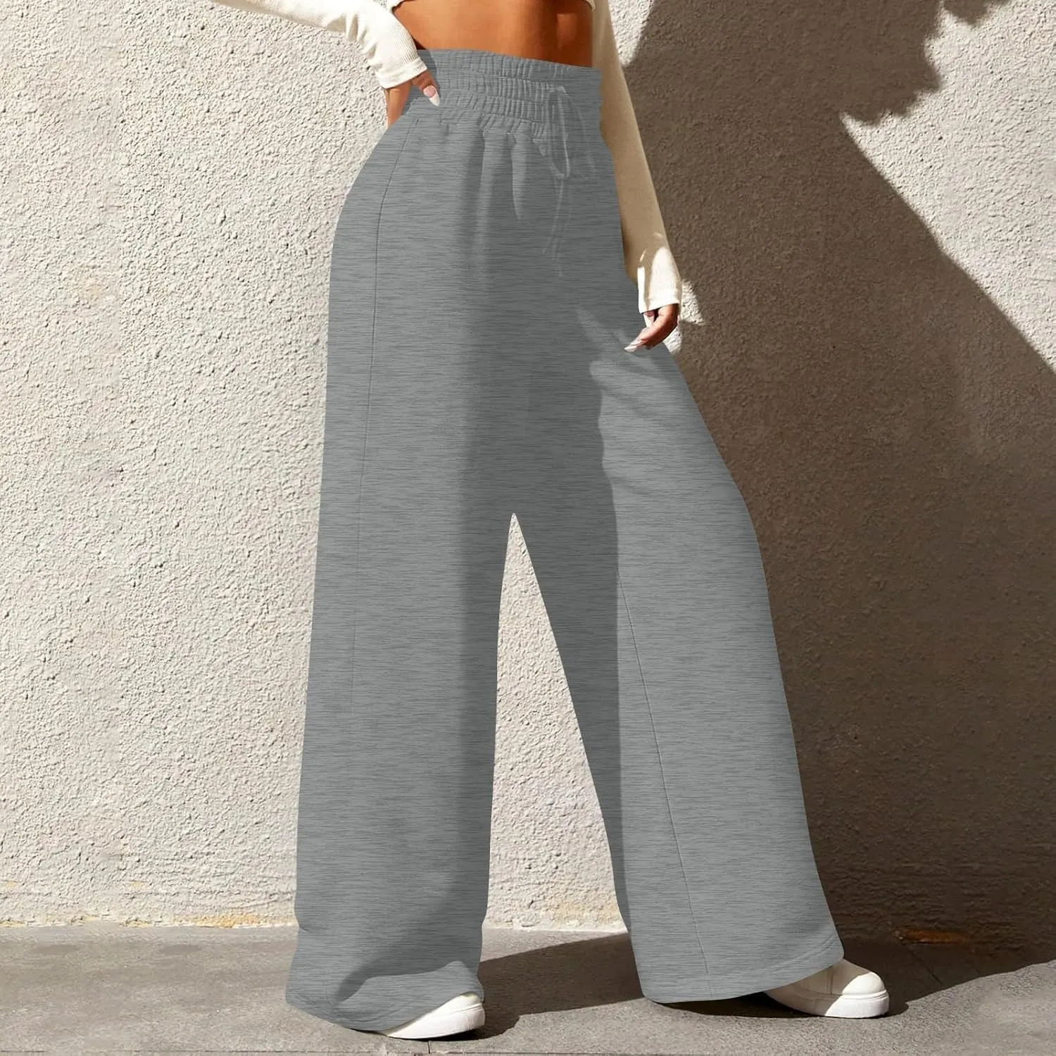Track Pants for Women Drawstring High Waisted Baggy Sweatpants Casual Heavyweight Fleece Lounge Pants with Pockets