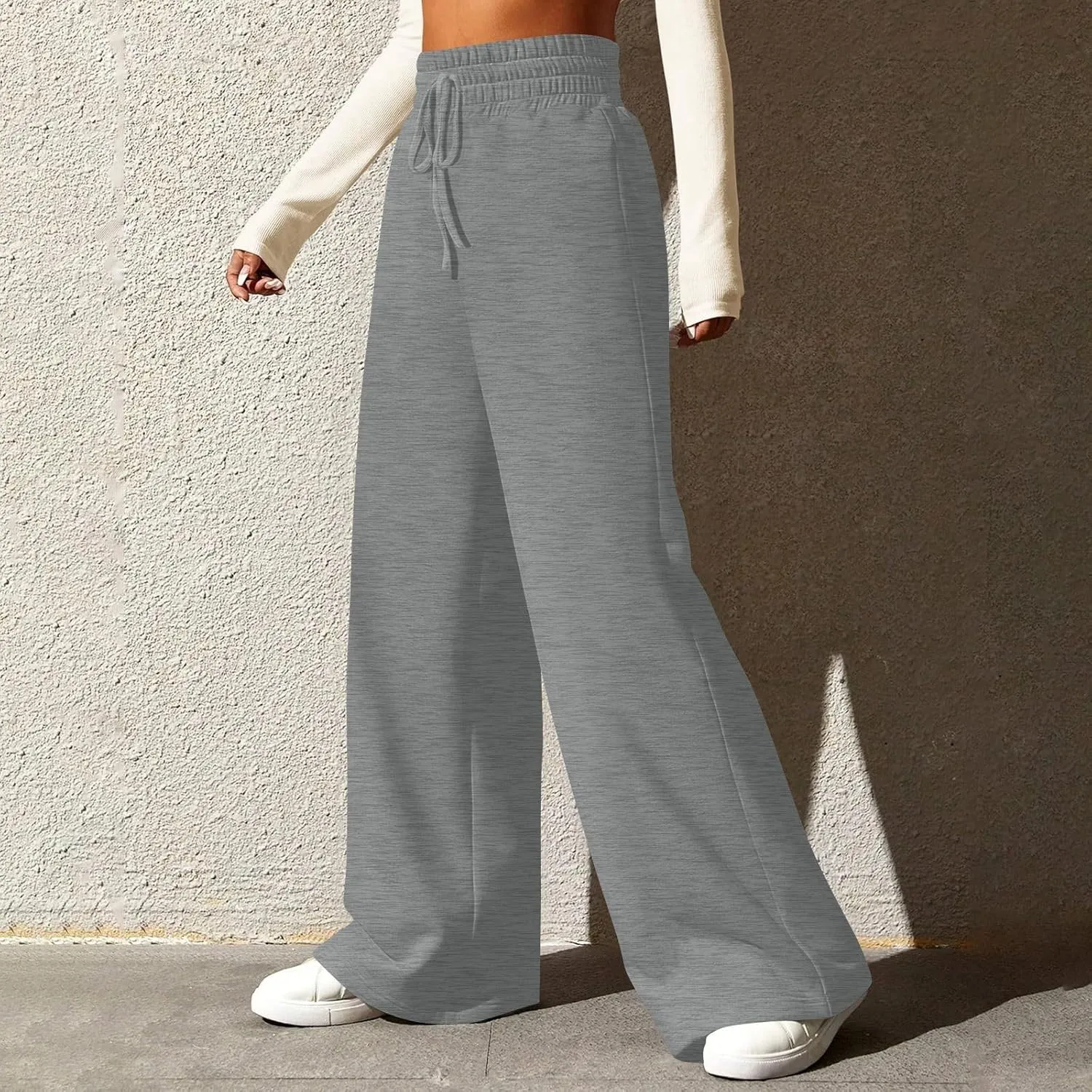 Track Pants for Women Drawstring High Waisted Baggy Sweatpants Casual Heavyweight Fleece Lounge Pants with Pockets