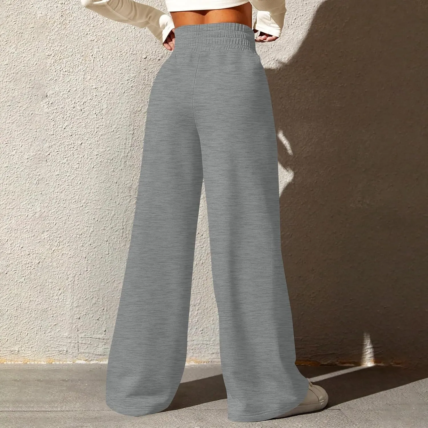 Track Pants for Women Drawstring High Waisted Baggy Sweatpants Casual Heavyweight Fleece Lounge Pants with Pockets