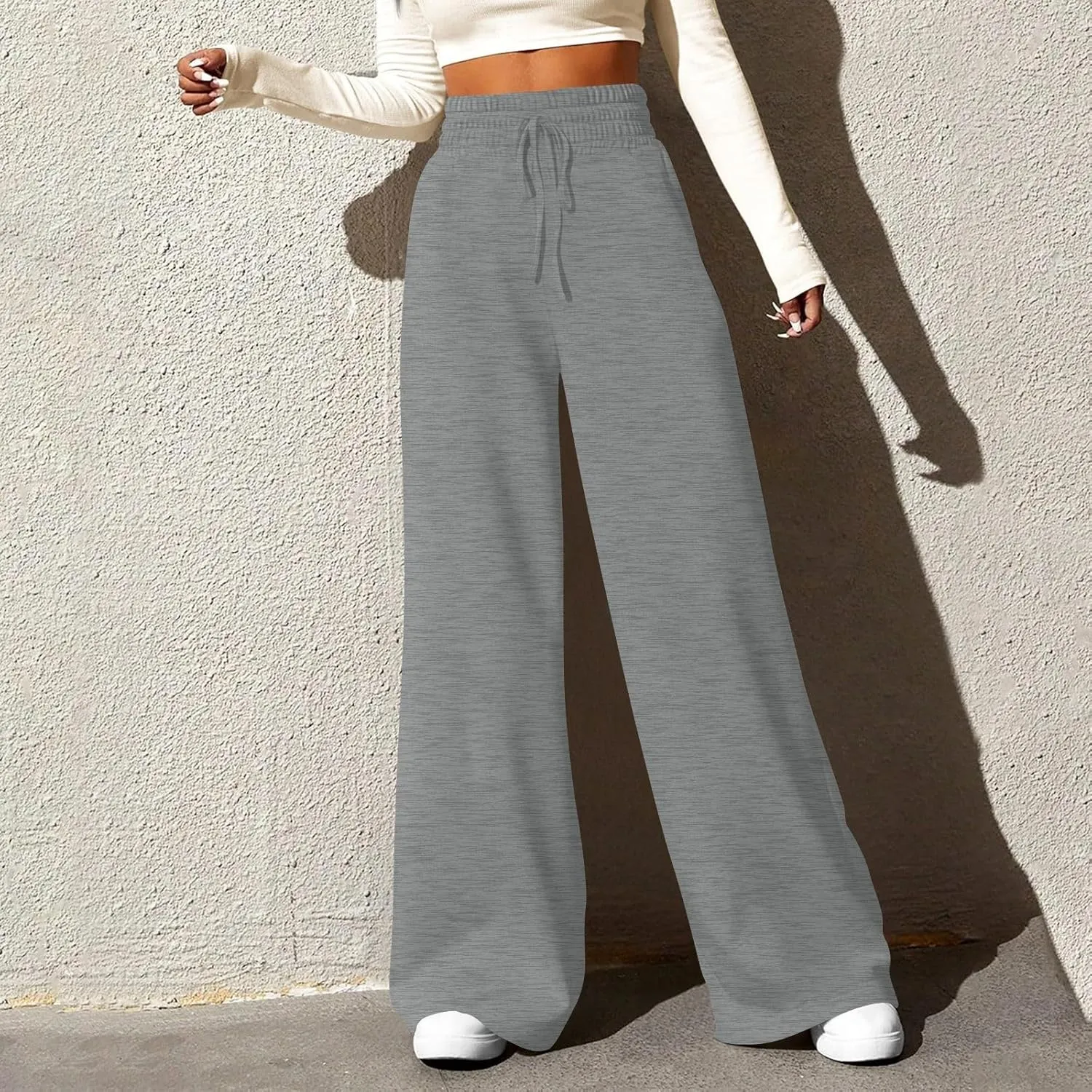 Track Pants for Women Drawstring High Waisted Baggy Sweatpants Casual Heavyweight Fleece Lounge Pants with Pockets