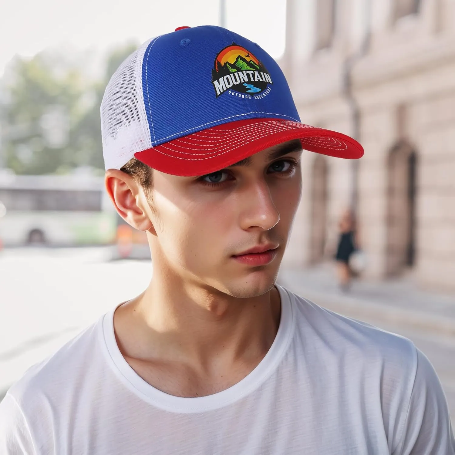 Trucker Hats for Men - Blank Baseball Cap Teenagers Snapback Adjustable Breathable Mesh Back Cap Plain