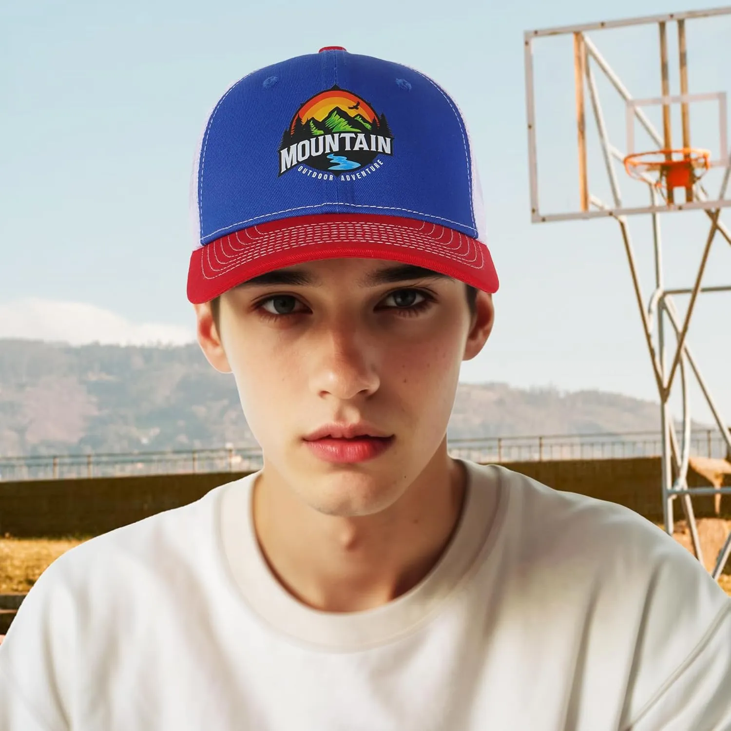 Trucker Hats for Men - Blank Baseball Cap Teenagers Snapback Adjustable Breathable Mesh Back Cap Plain