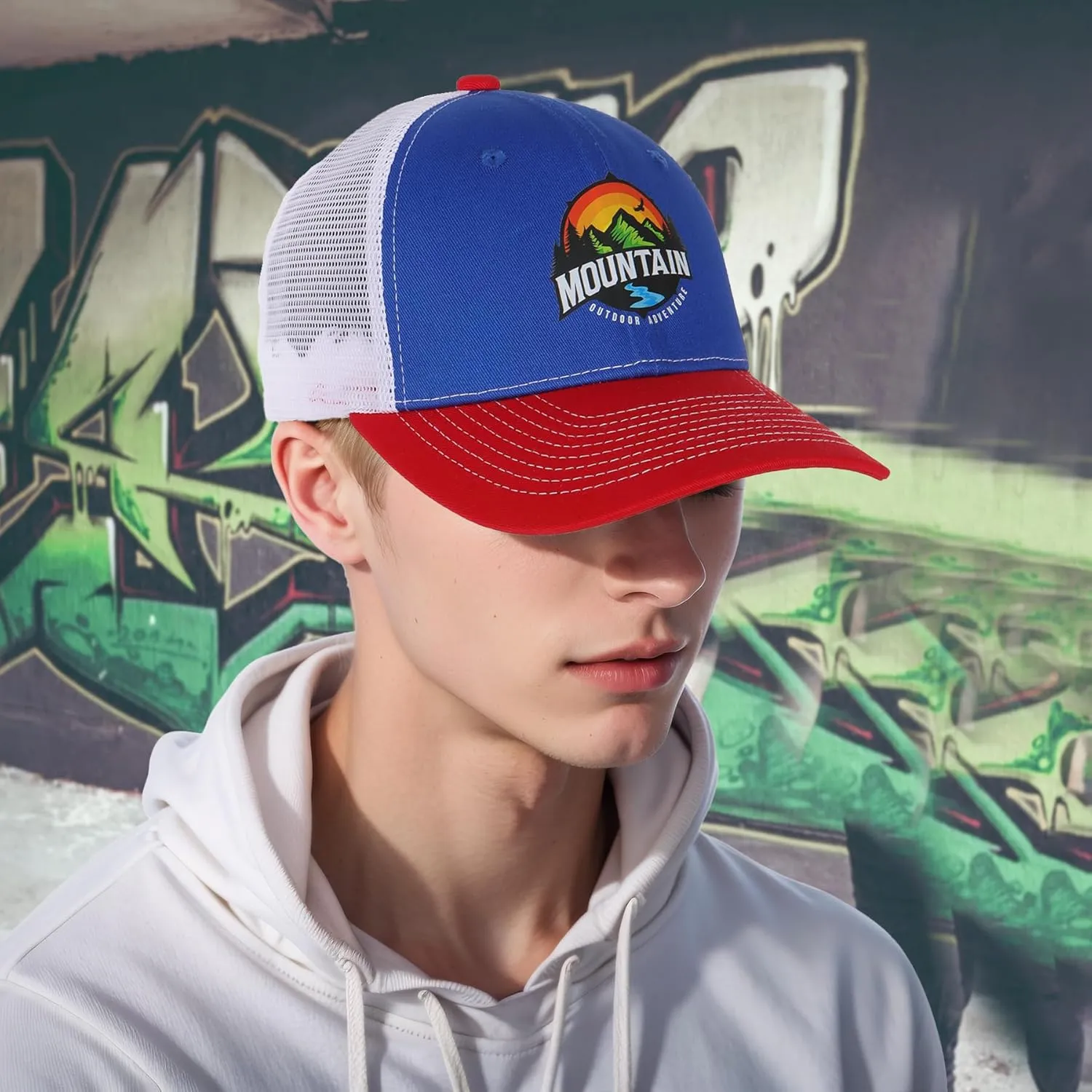 Trucker Hats for Men - Blank Baseball Cap Teenagers Snapback Adjustable Breathable Mesh Back Cap Plain