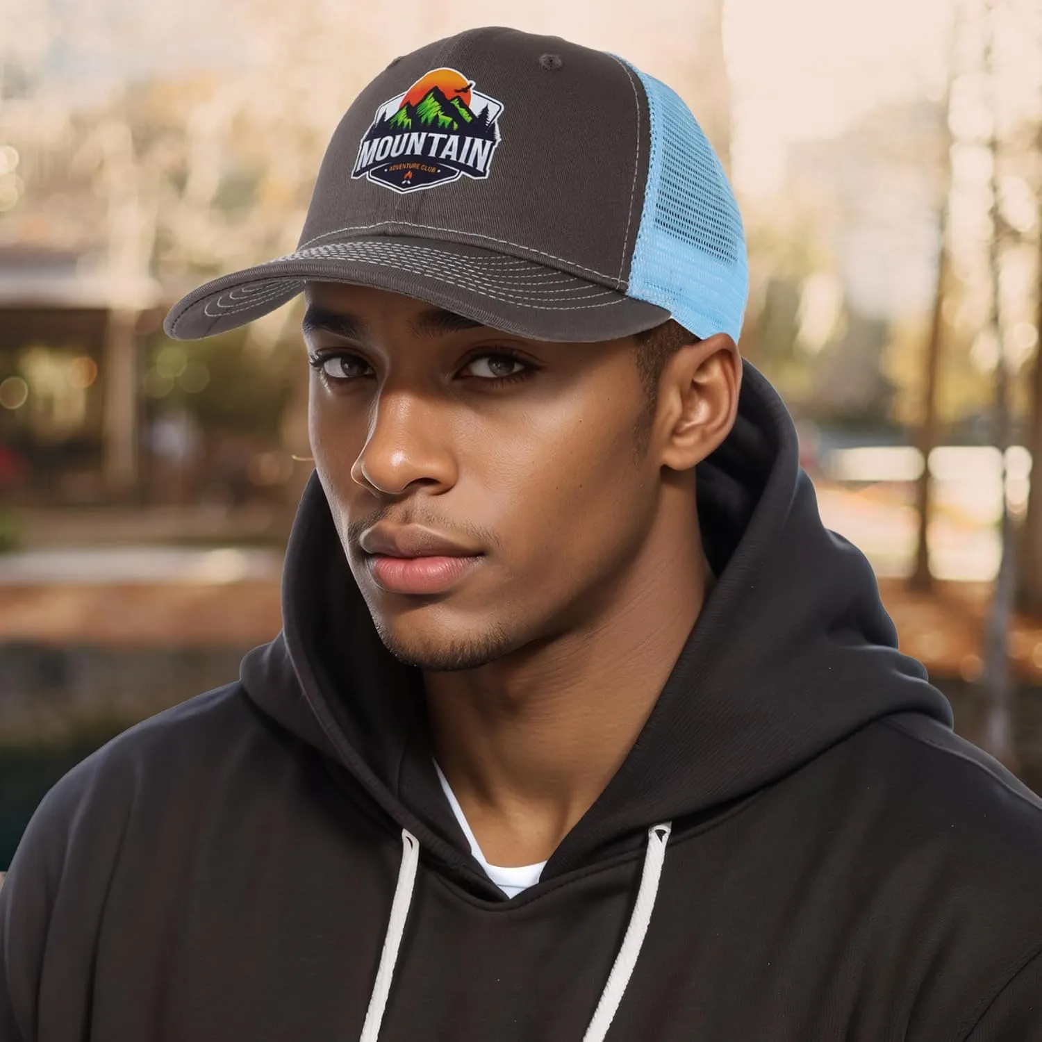 Trucker Hats for Men - Blank Baseball Cap Teenagers Snapback Adjustable Breathable Mesh Back Cap Plain