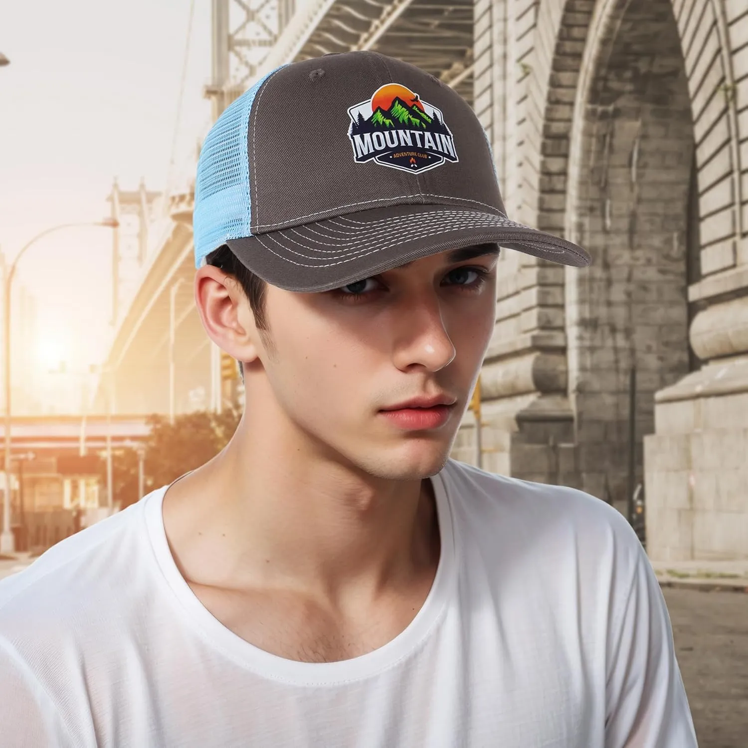Trucker Hats for Men - Blank Baseball Cap Teenagers Snapback Adjustable Breathable Mesh Back Cap Plain