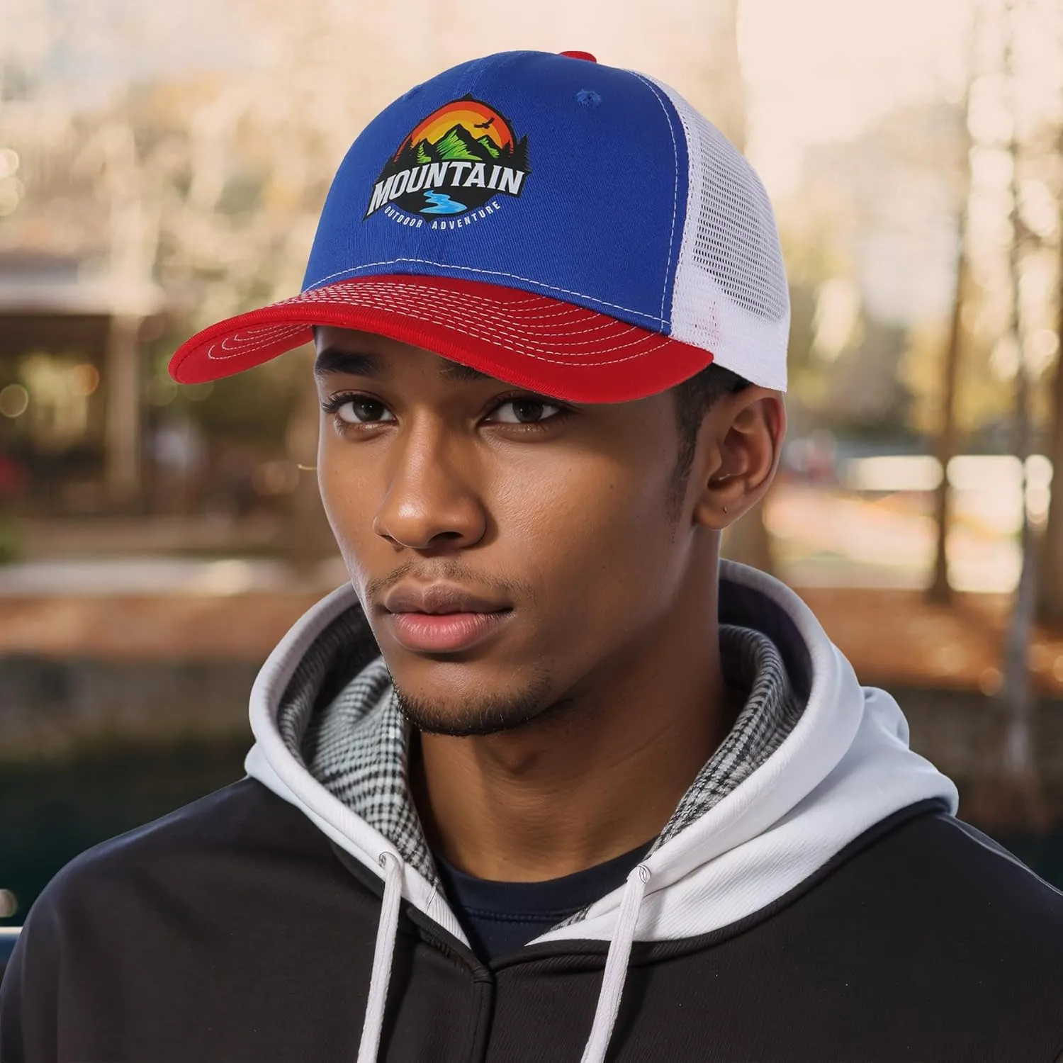 Trucker Hats for Men - Blank Baseball Cap Teenagers Snapback Adjustable Breathable Mesh Back Cap Plain