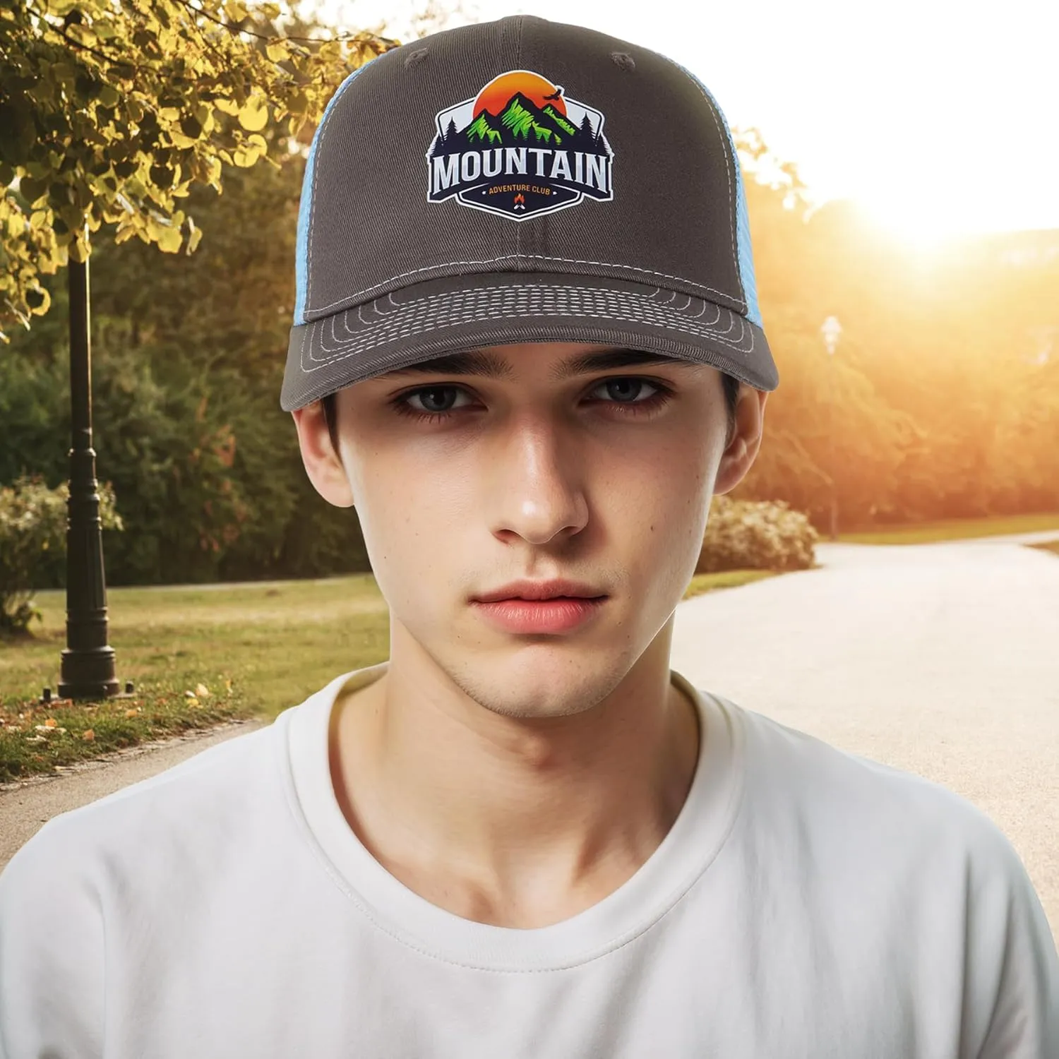 Trucker Hats for Men - Blank Baseball Cap Teenagers Snapback Adjustable Breathable Mesh Back Cap Plain