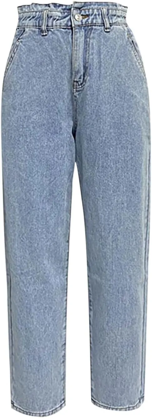 Tummy Control Jeans for Women Trendy Gradient Color High Waisted Baggy Jeans Casual Slim Stretch Denim Pants