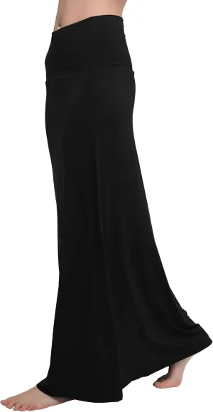 Urban CoCo Women's Stylish Spandex Comfy Fold-Over Flare Long Maxi Skirt