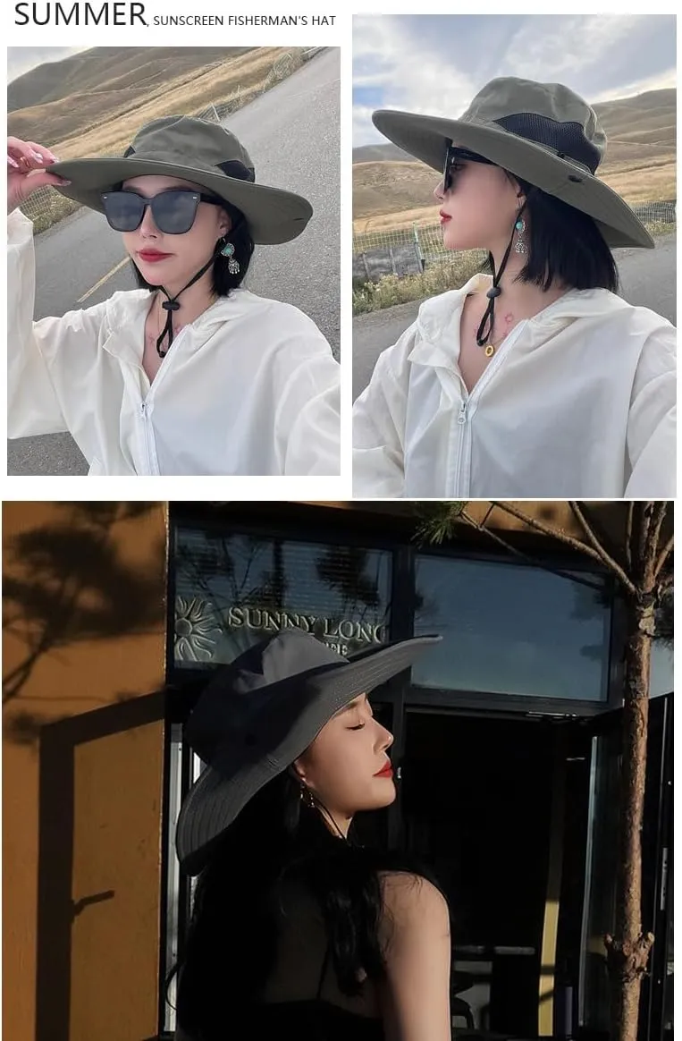 Wide Brim Sun Hat for Women Breathable Mesh Bucket Boonie Hats