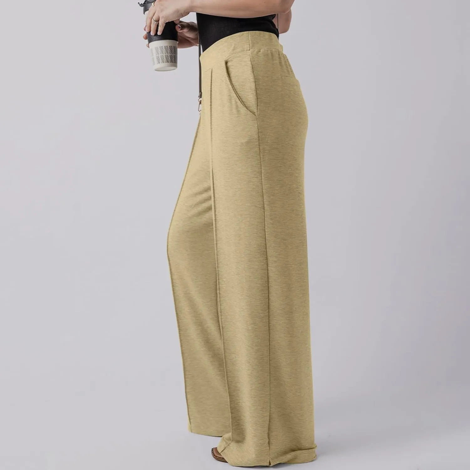 Wide Leg Sweatpants Women Baggy High Elastic Waist Loose Yoga Pants with Pockets Fleece Lined Athletic Golf Joggers