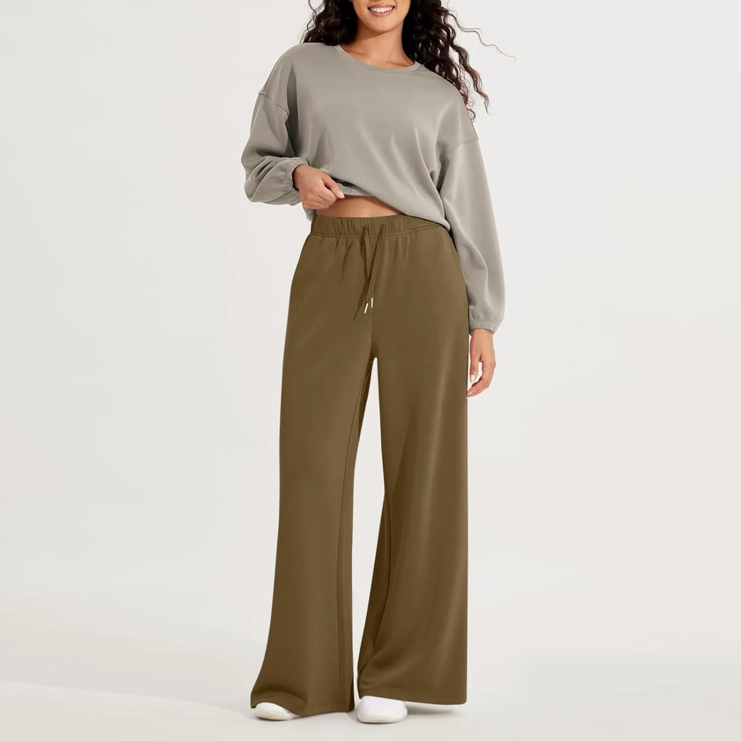Wide Leg Sweatpants Women Baggy Joggers High Waisted Sweat Pants Lounge Straight Leg Pull on Jogger Pants with Pockets