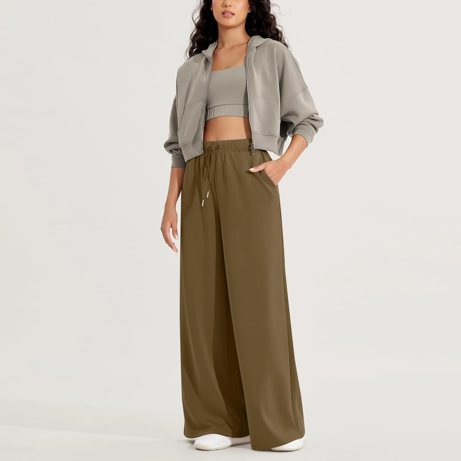 Wide Leg Sweatpants Women Baggy Joggers High Waisted Sweat Pants Lounge Straight Leg Pull on Jogger Pants with Pockets