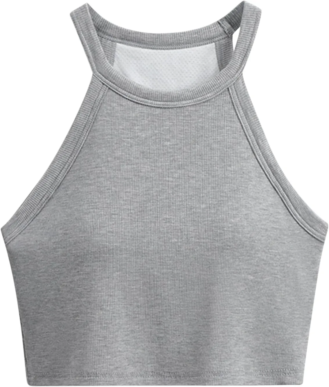 Wmens Crop Tank Tops with Built in Bra Halter High Neck Padded Yoga Shirts Sleeveless Basic Shelf Bras Camisoles Tees