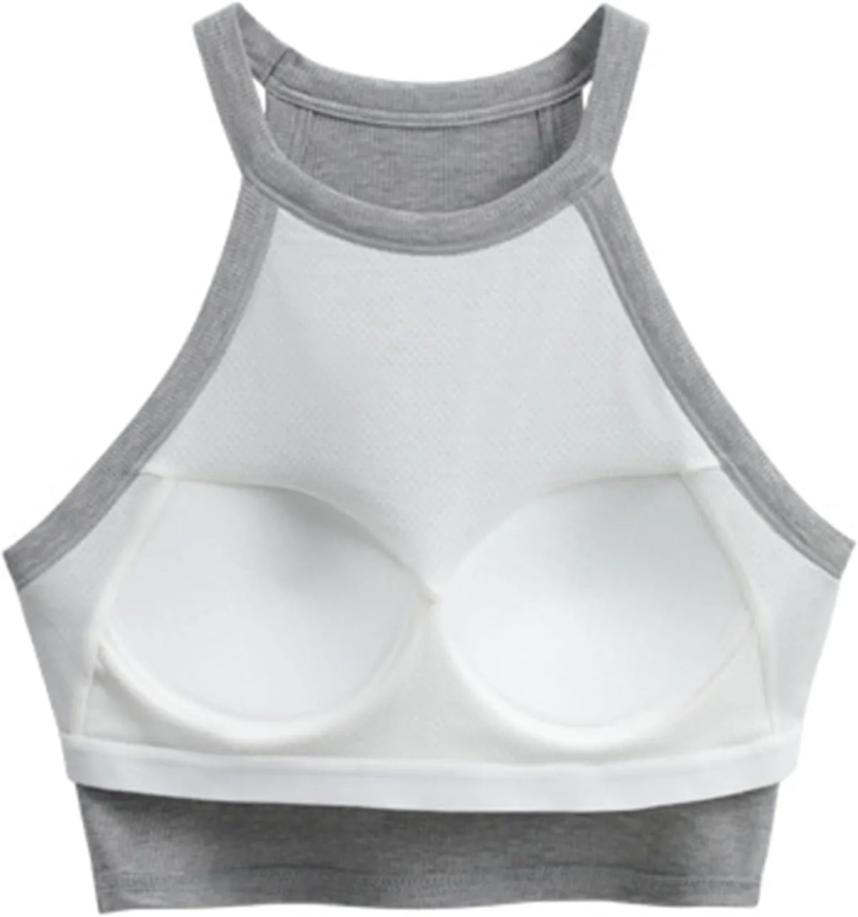 Wmens Crop Tank Tops with Built in Bra Halter High Neck Padded Yoga Shirts Sleeveless Basic Shelf Bras Camisoles Tees